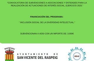 Justificante de la subvención: Inclusión social de la diversidad intelectual