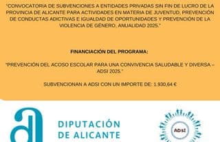 Justificante de la subvención: Prevención del acoso escolar para una convivencia saludable y diversa