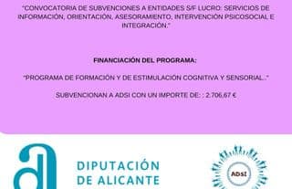 Justificante de la subvención: Programa de formación y de estimulación cognitiva y sensorial